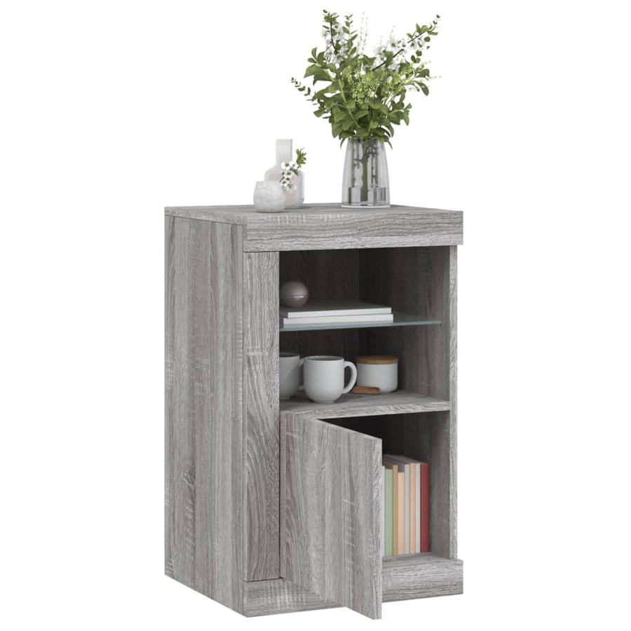 Bijzetkastjes Met Led Bewerkt Hout Eikenkleur 1 2 Grijs sonoma