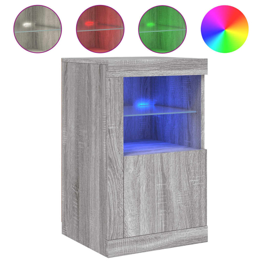 Bijzetkastjes Met Led Bewerkt Hout Eikenkleur 1 2 Grijs sonoma