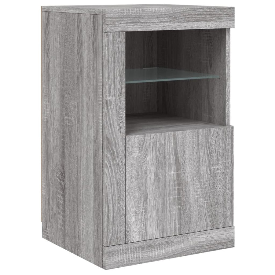 Bijzetkastjes Met Led Bewerkt Hout Eikenkleur 1 2 Grijs sonoma