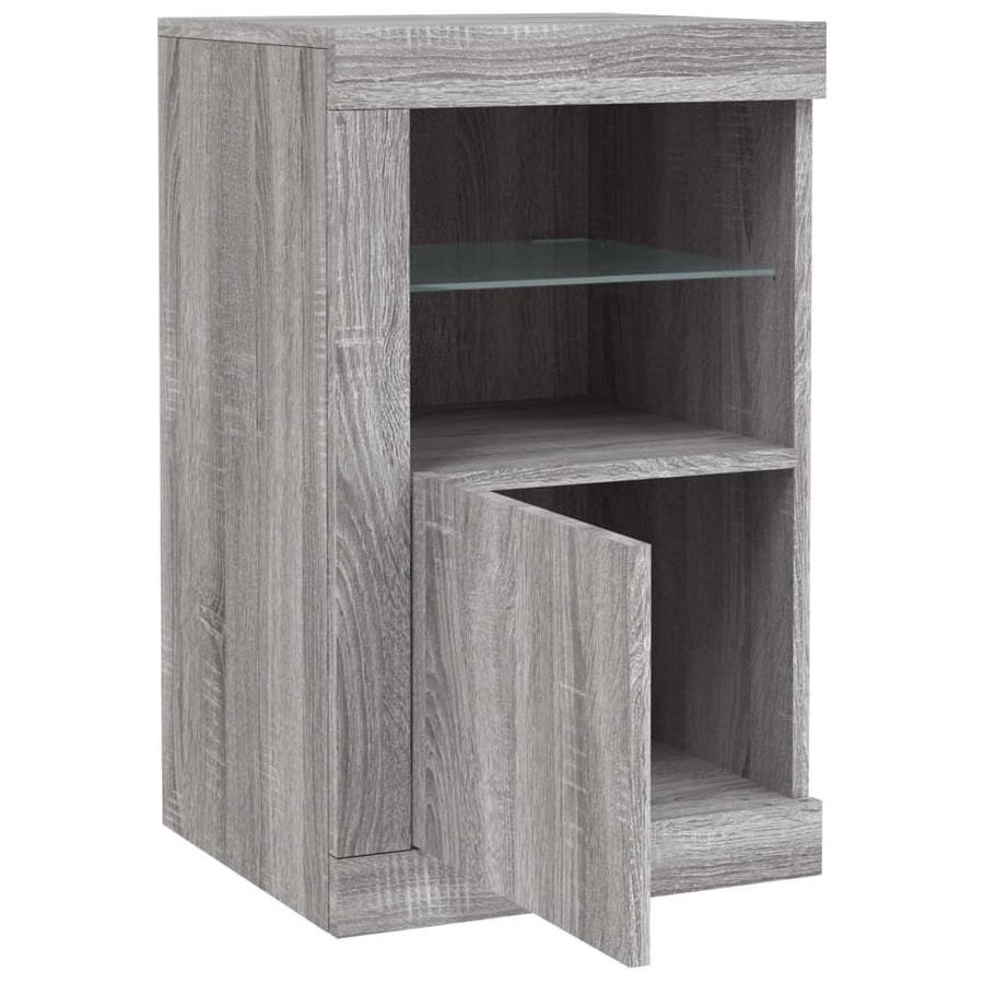 Bijzetkastjes Met Led Bewerkt Hout Eikenkleur 1 2 Grijs sonoma