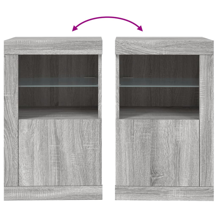 Bijzetkastjes Met Led Bewerkt Hout Eikenkleur 1 2 Grijs sonoma