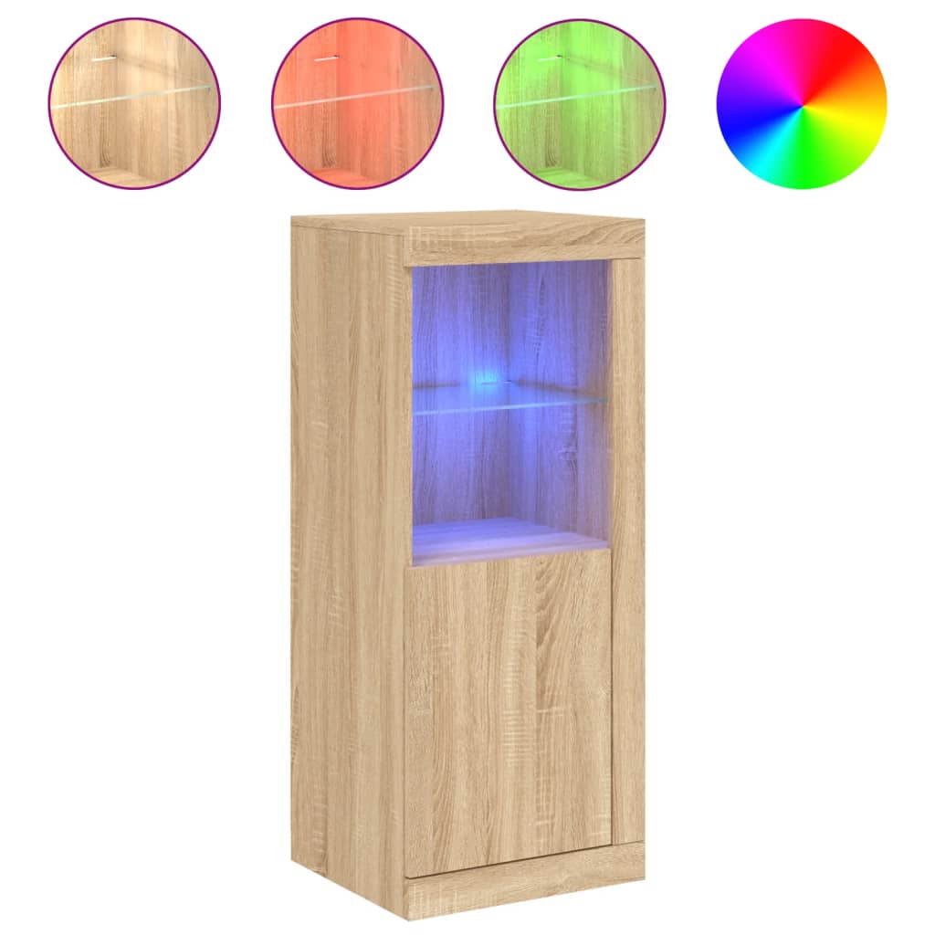 Dressoir Met Led-Verlichting 4X37X00 Cm Kleurig Sonoma eiken