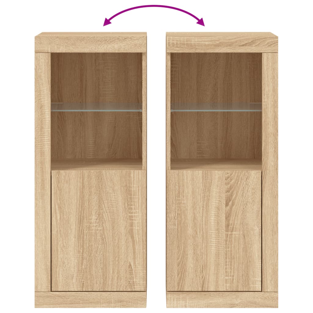 Dressoir Met Led-Verlichting 4X37X00 Cm Kleurig Sonoma eiken