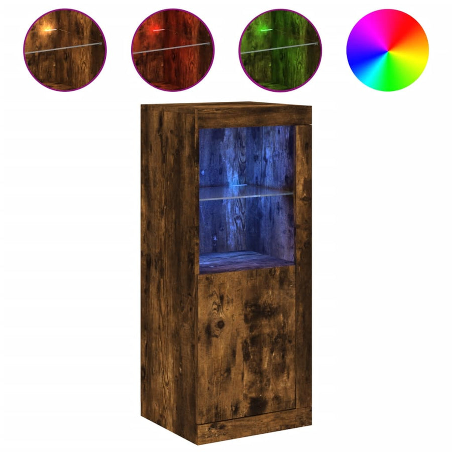 Dressoir Met Led-Verlichting 4X37X00 Cm Kleurig Gerookt eiken
