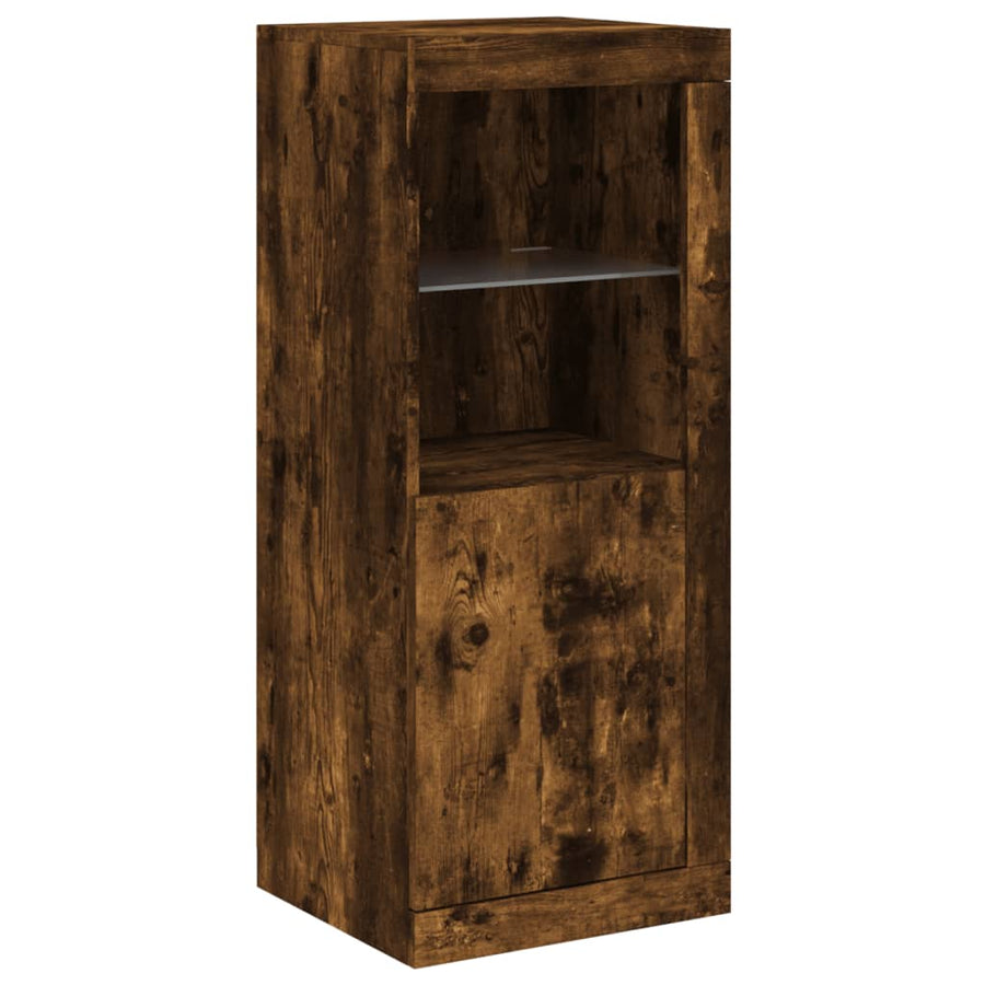 Dressoir Met Led-Verlichting 4X37X00 Cm Kleurig Gerookt eiken