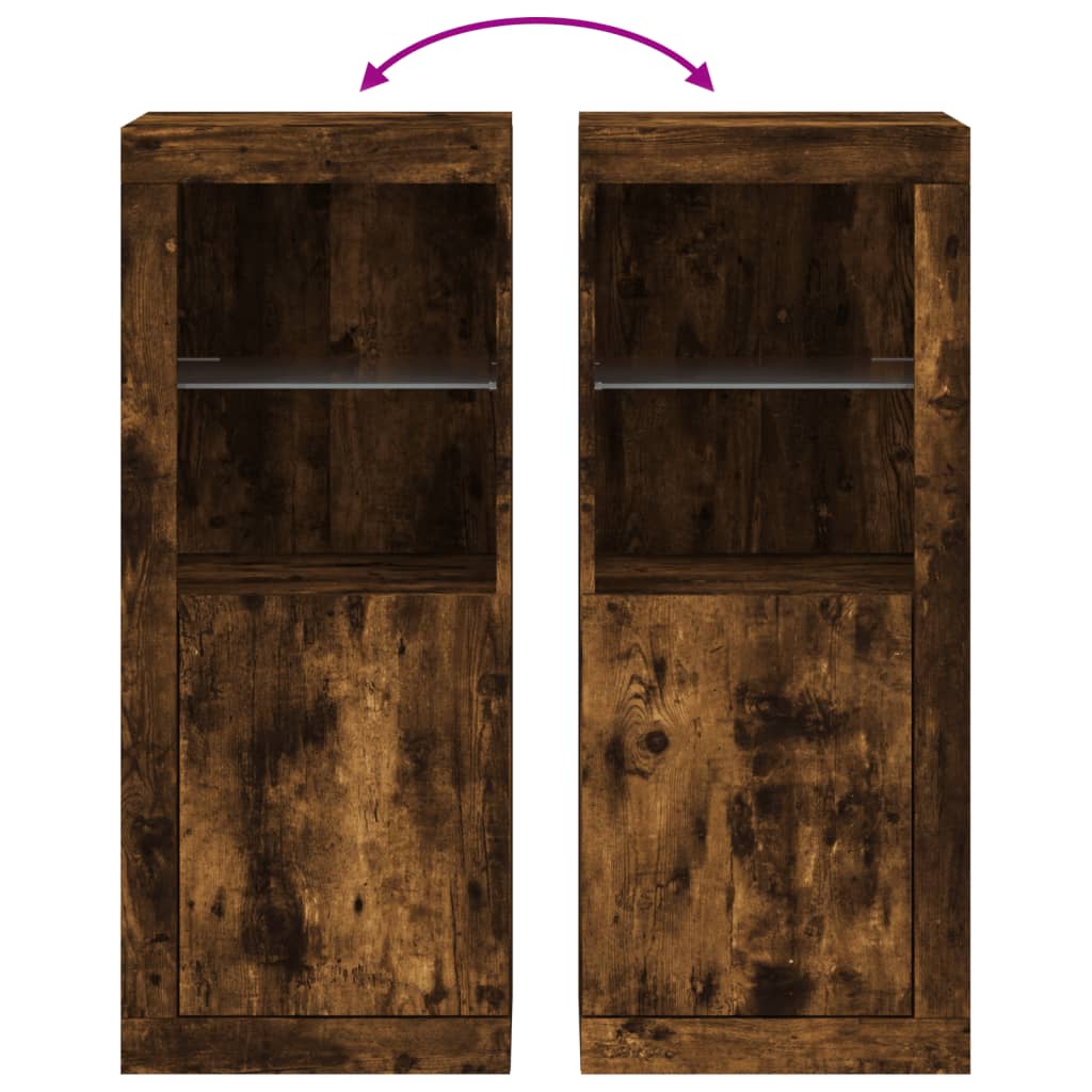 Dressoir Met Led-Verlichting 4X37X00 Cm Kleurig Gerookt eiken