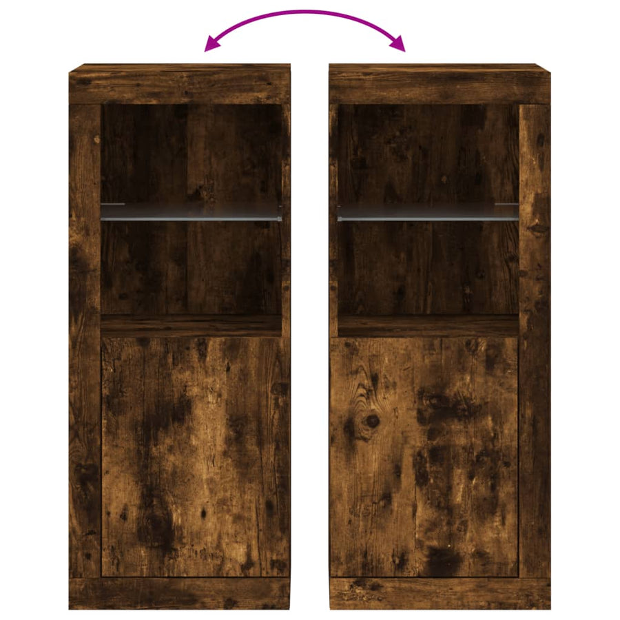 Dressoir Met Led-Verlichting 4X37X00 Cm Kleurig Gerookt eiken
