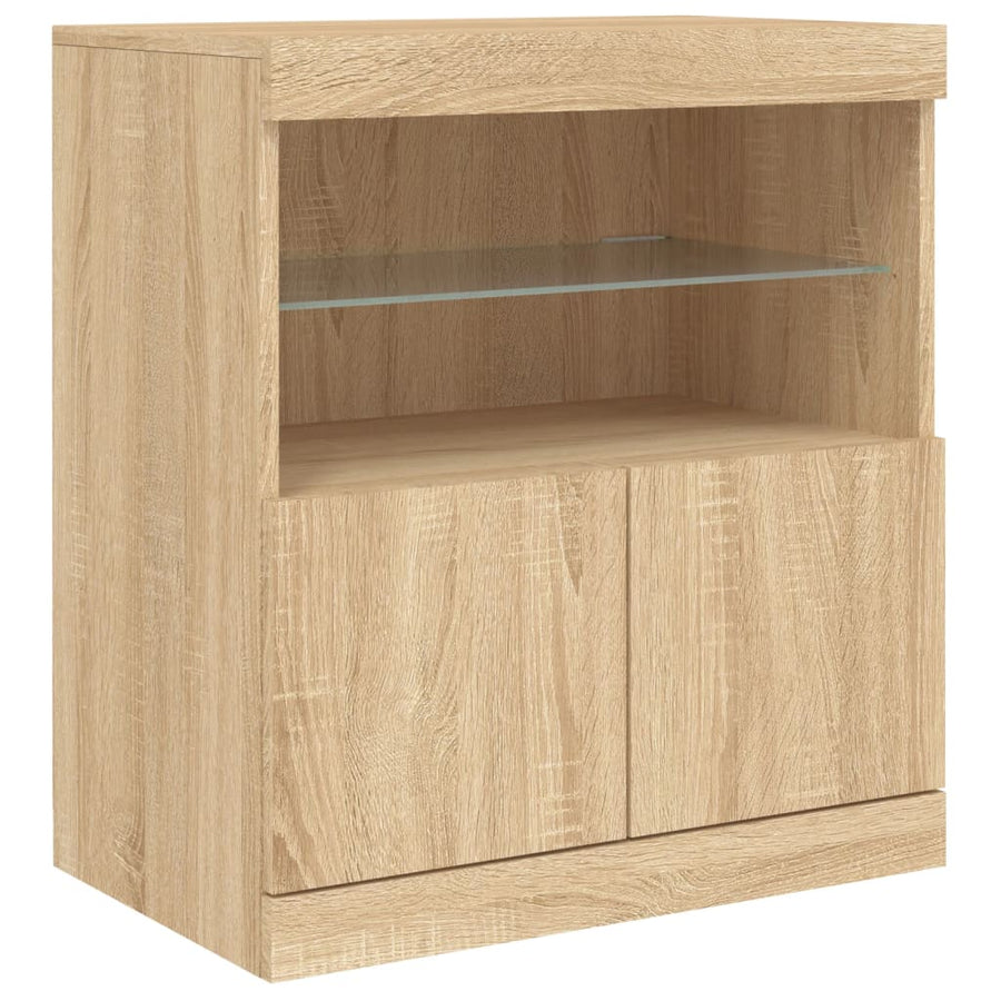 Dressoir Met Led-Verlichting 60X37X67 Cm Kleurig Sonoma eiken