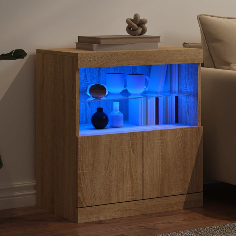 Dressoir Met Led-Verlichting 60X37X67 Cm Kleurig Sonoma eiken