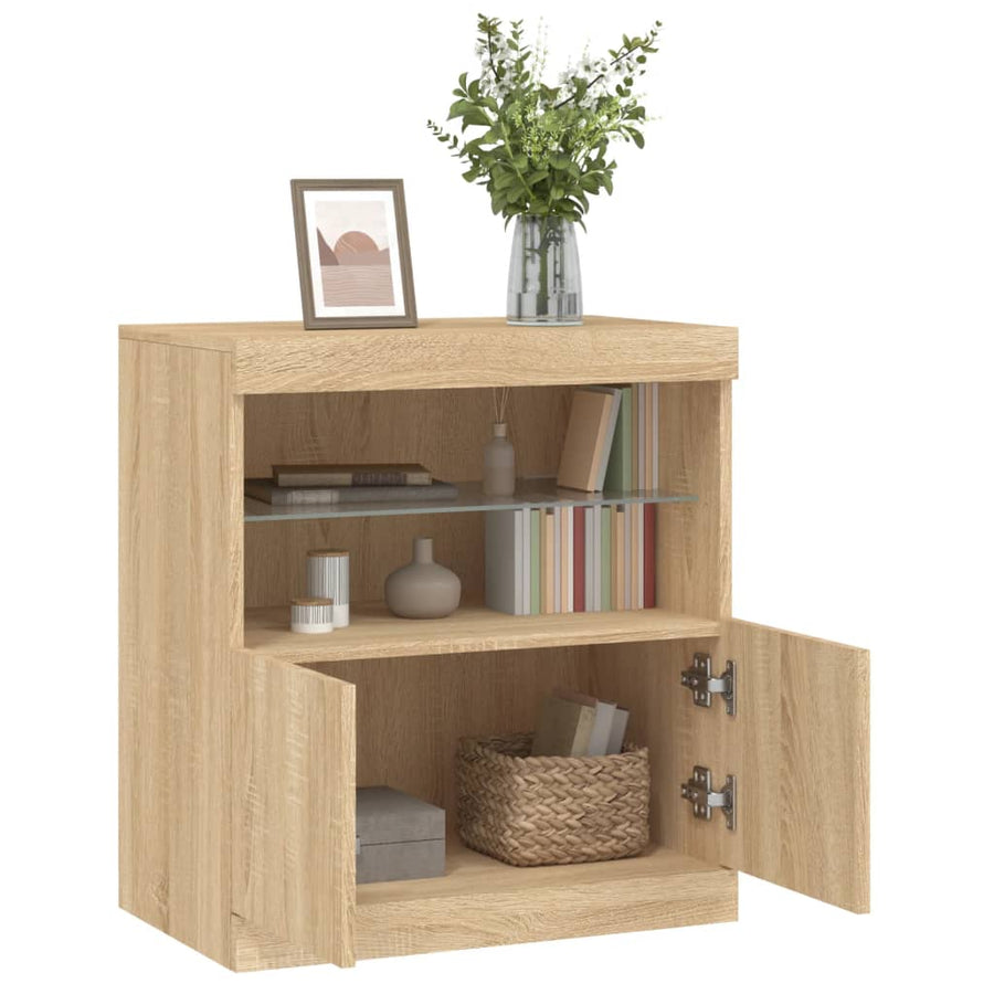Dressoir Met Led-Verlichting 60X37X67 Cm Kleurig Sonoma eiken