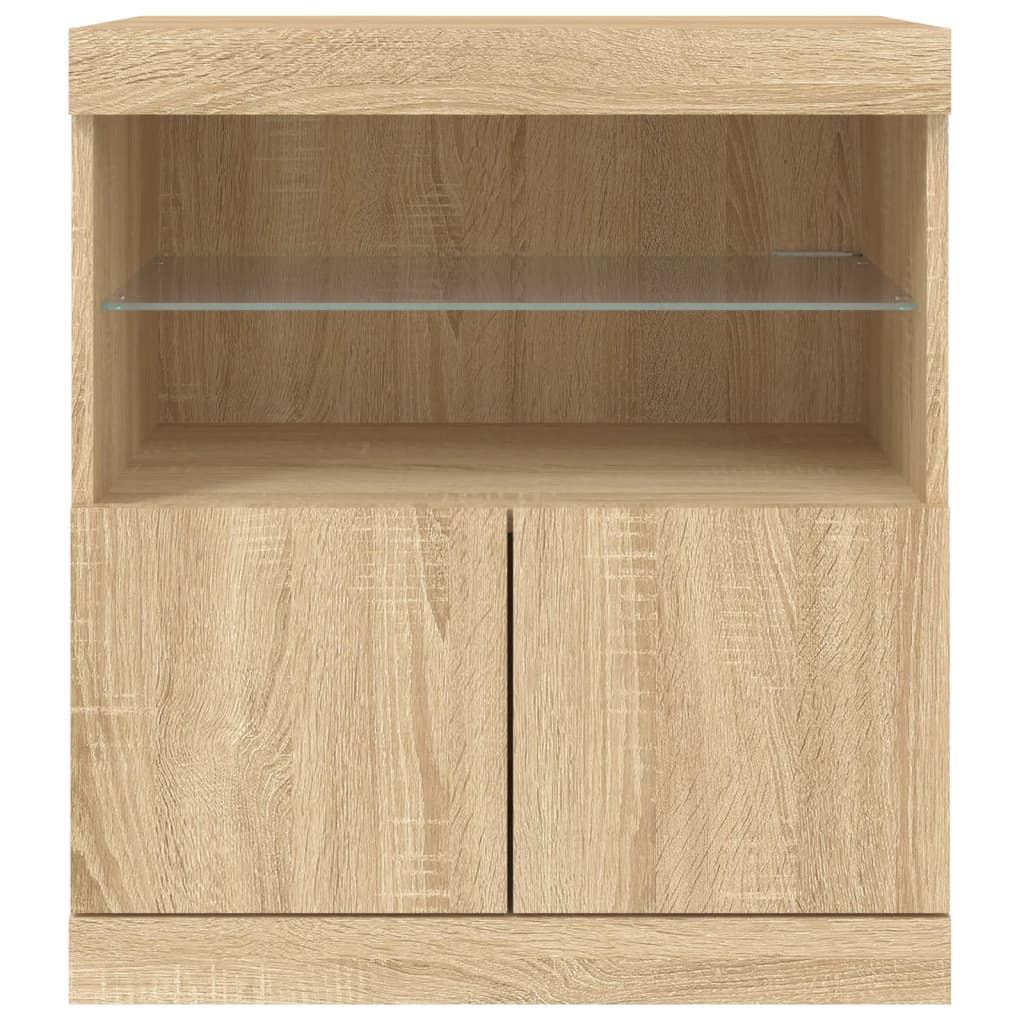 Dressoir Met Led-Verlichting 60X37X67 Cm Kleurig Sonoma eiken