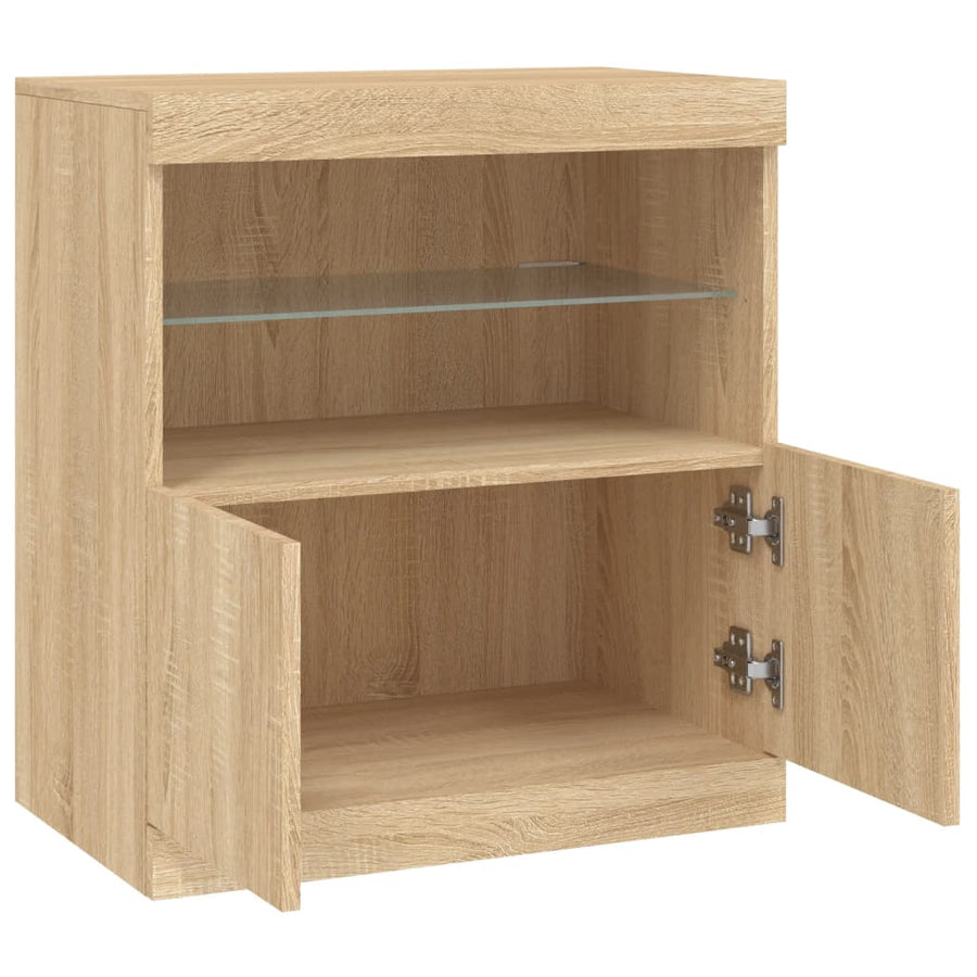 Dressoir Met Led-Verlichting 60X37X67 Cm Kleurig Sonoma eiken