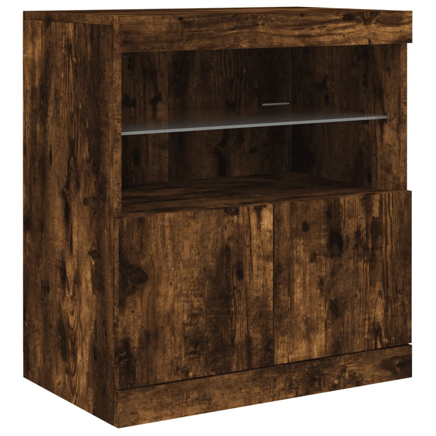 Dressoir Met Led-Verlichting 60X37X67 Cm Kleurig Gerookt eiken