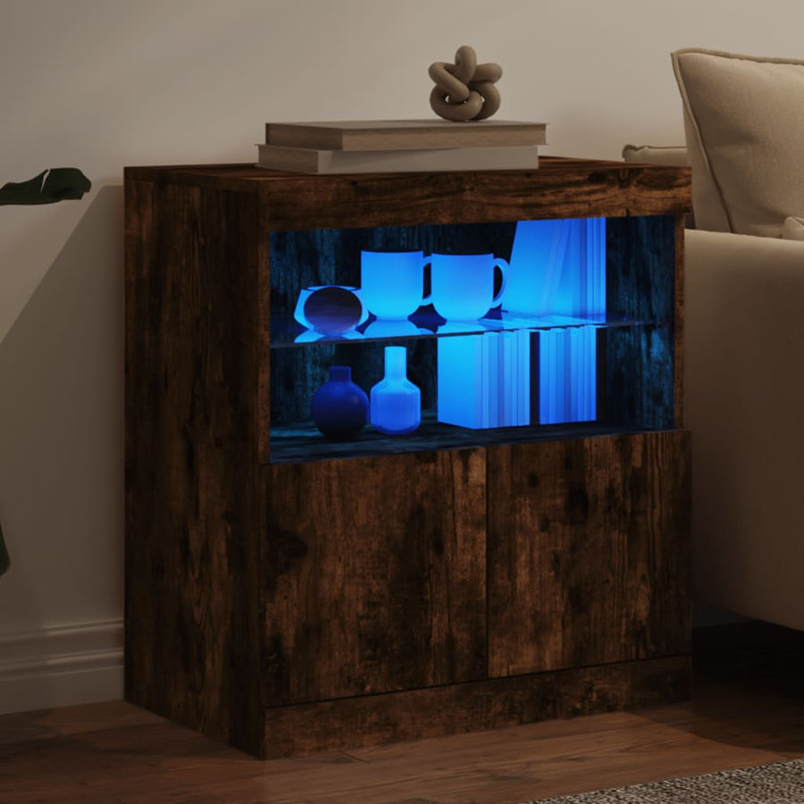 Dressoir Met Led-Verlichting 60X37X67 Cm Kleurig Gerookt eiken