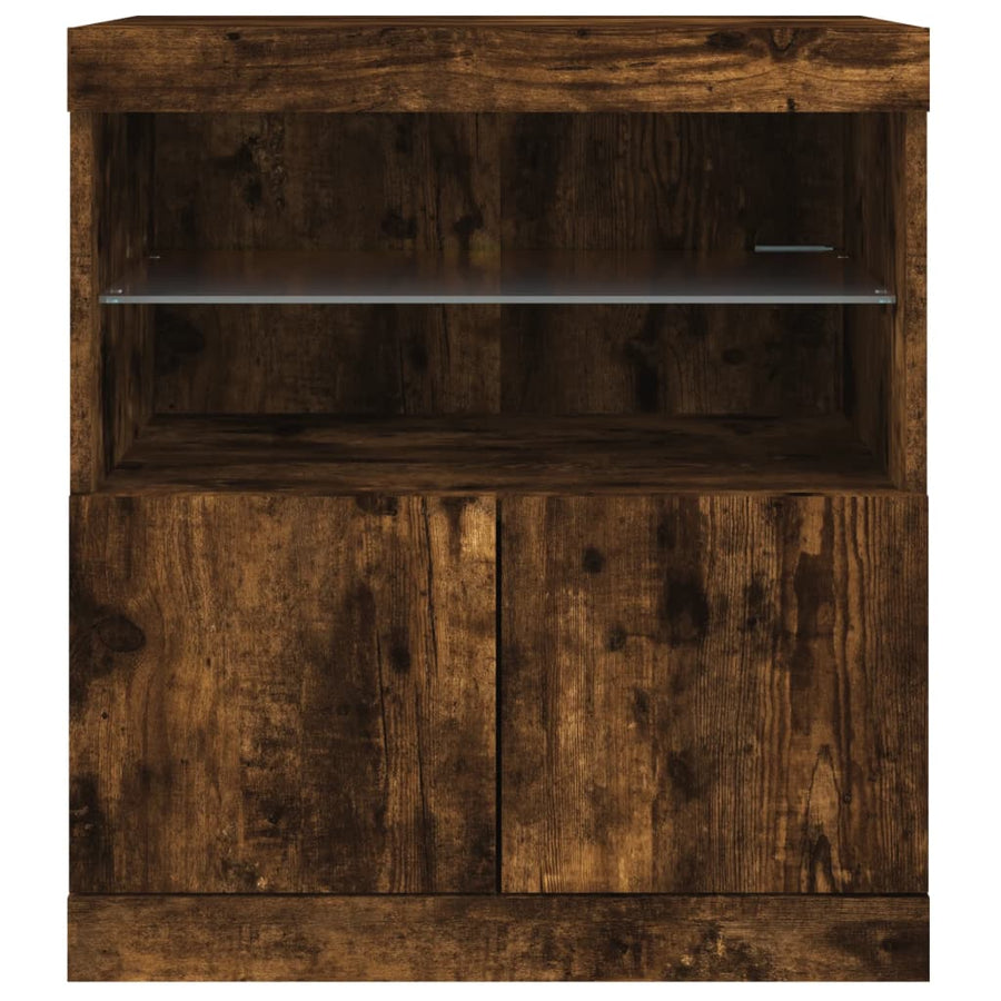 Dressoir Met Led-Verlichting 60X37X67 Cm Kleurig Gerookt eiken