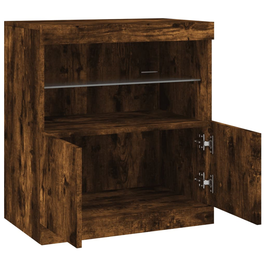 Dressoir Met Led-Verlichting 60X37X67 Cm Kleurig Gerookt eiken