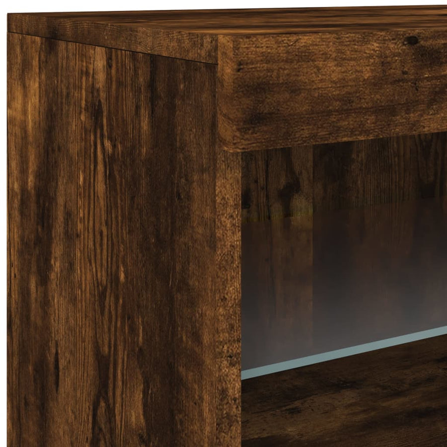 Dressoir Met Led-Verlichting 60X37X67 Cm Kleurig Gerookt eiken