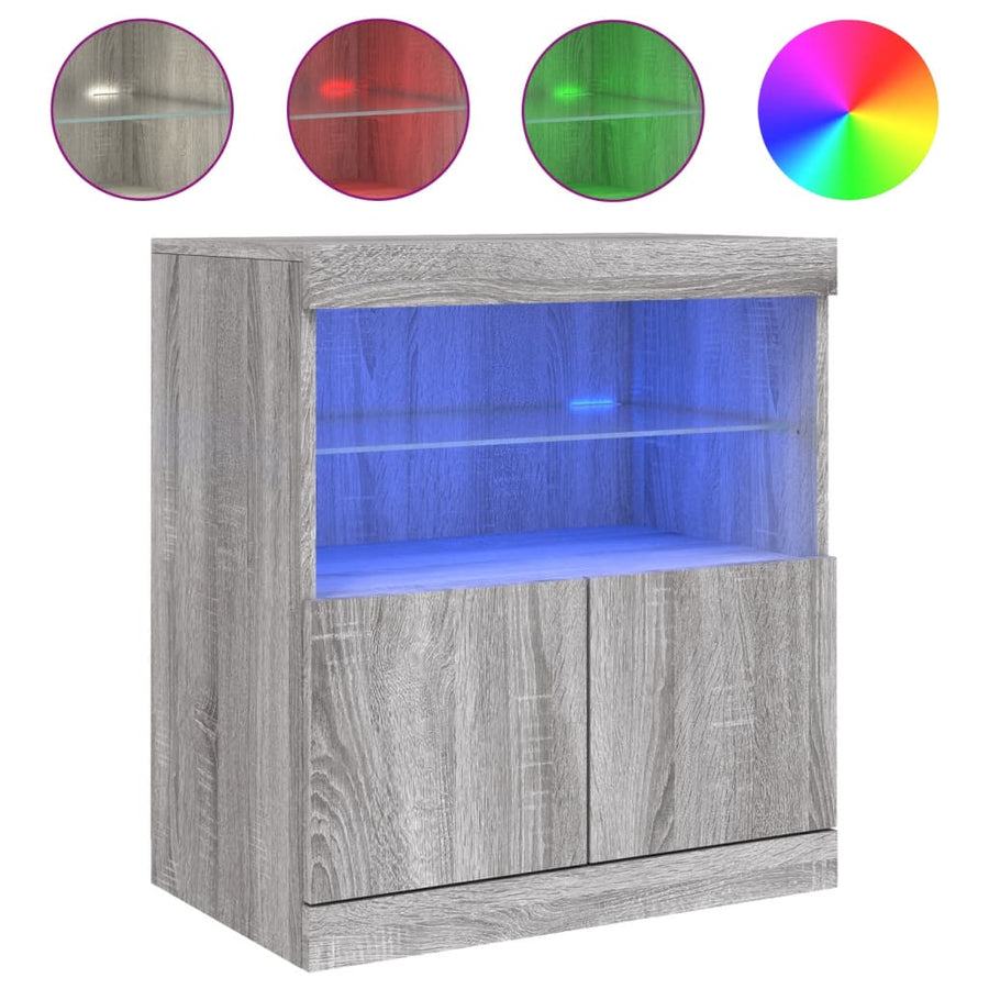 Dressoir Met Led-Verlichting 60X37X67 Cm Eiken Grijs sonoma