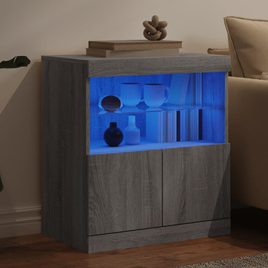 Dressoir Met Led-Verlichting 60X37X67 Cm Eiken Grijs sonoma