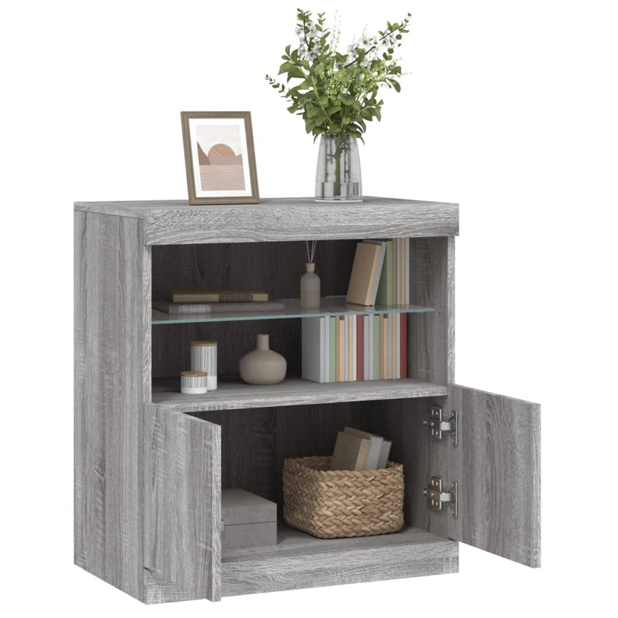 Dressoir Met Led-Verlichting 60X37X67 Cm Eiken Grijs sonoma
