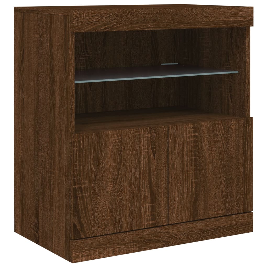 Dressoir Met Led-Verlichting 60X37X67 Cm Bruineikenkleurig bruin eikenkleur