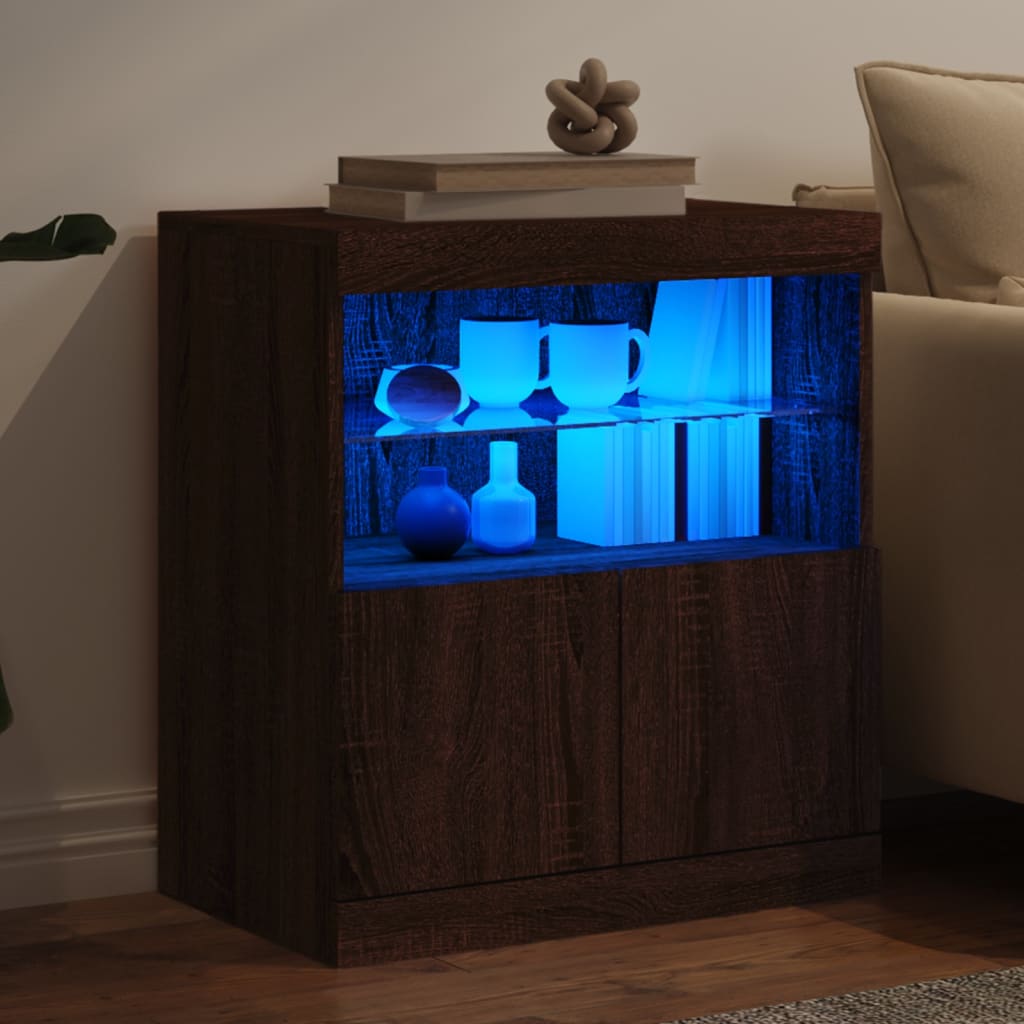 Dressoir Met Led-Verlichting 60X37X67 Cm Bruineikenkleurig bruin eikenkleur