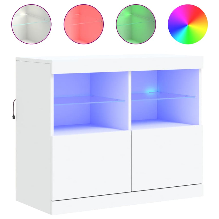 Dressoir Met Led-Verlichting 8X37X67 Cm Wit
