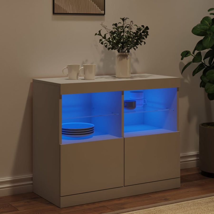 Dressoir Met Led-Verlichting 8X37X67 Cm Wit