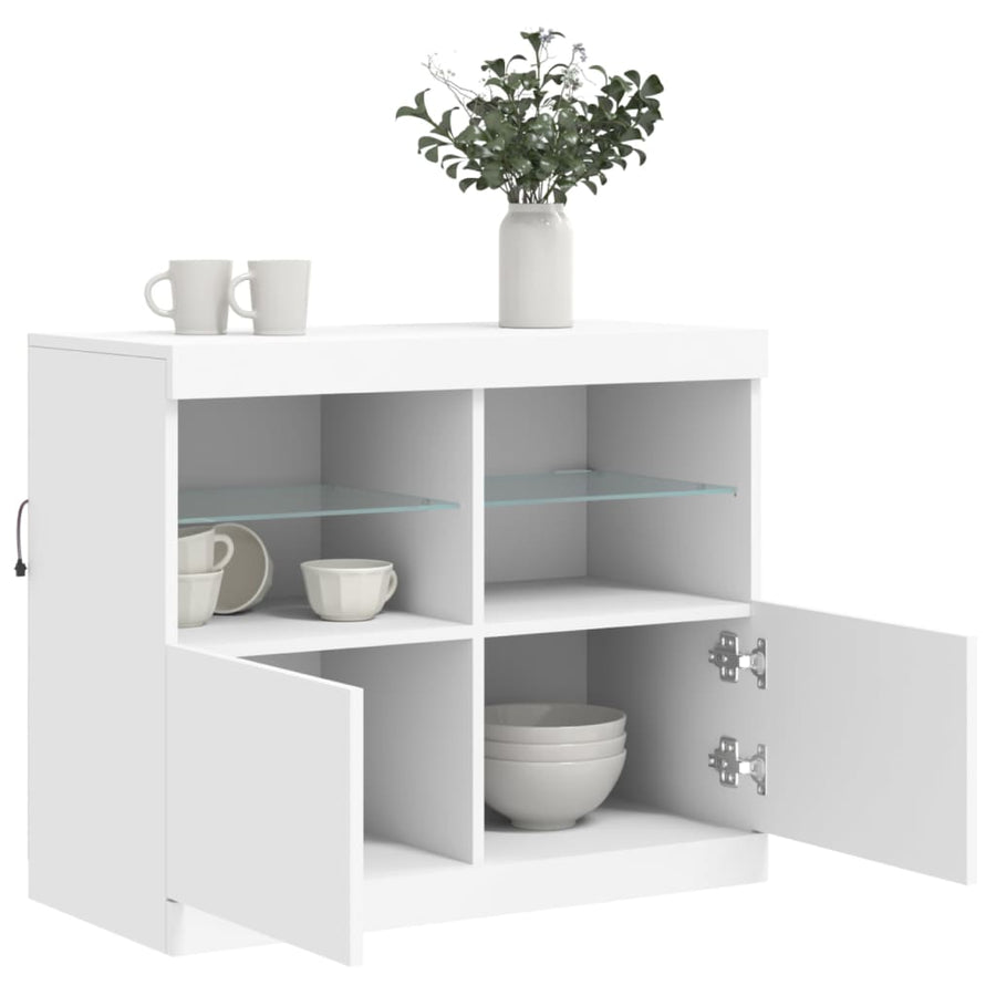 Dressoir Met Led-Verlichting 8X37X67 Cm Wit