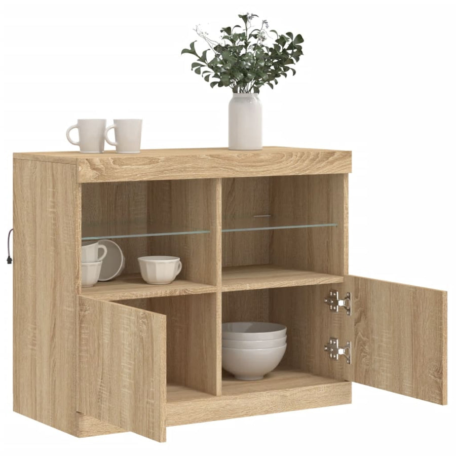 Dressoir Met Led-Verlichting 8X37X67 Cm Kleurig Sonoma eiken