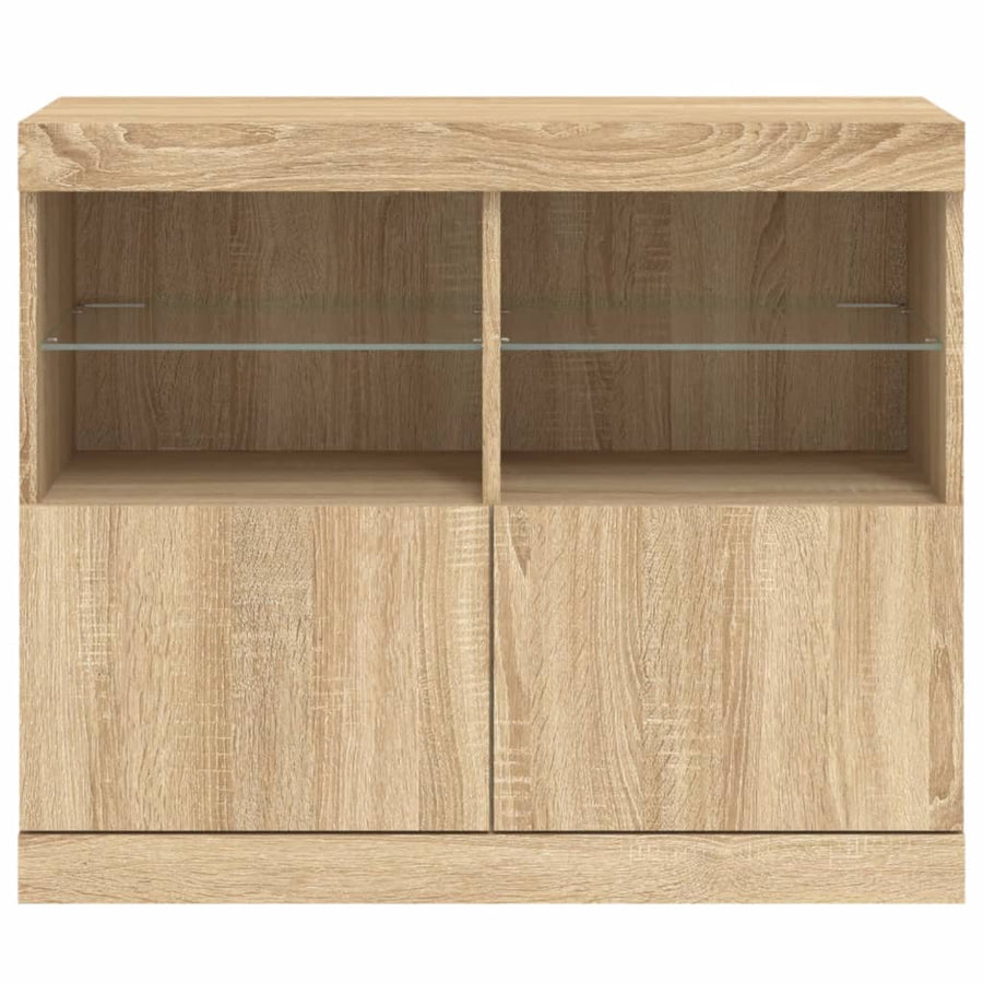 Dressoir Met Led-Verlichting 8X37X67 Cm Kleurig Sonoma eiken