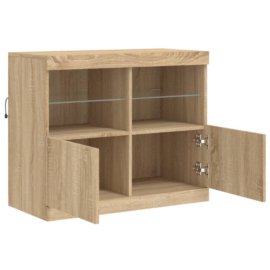 Dressoir Met Led-Verlichting 8X37X67 Cm Kleurig Sonoma eiken