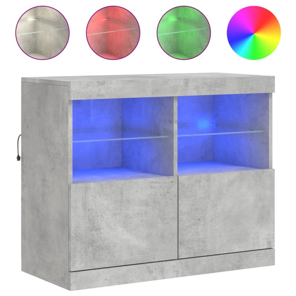 Dressoir Met Led-Verlichting 8X37X67 Cm Betongrijs