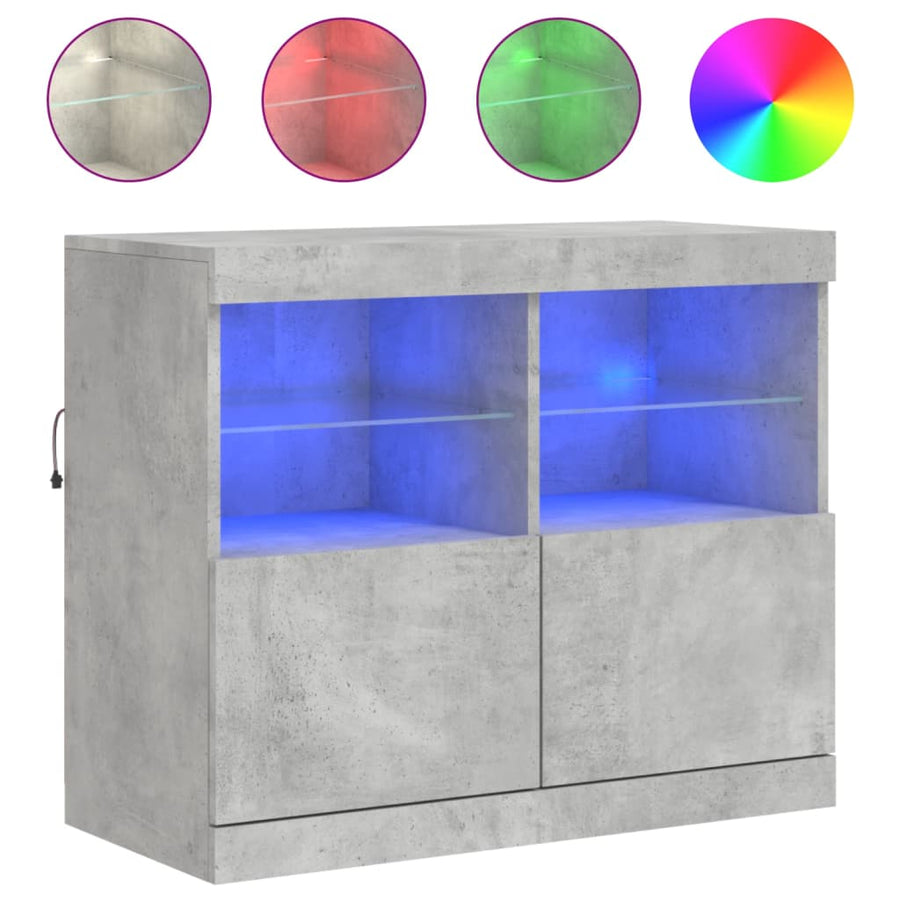 Dressoir Met Led-Verlichting 8X37X67 Cm Betongrijs