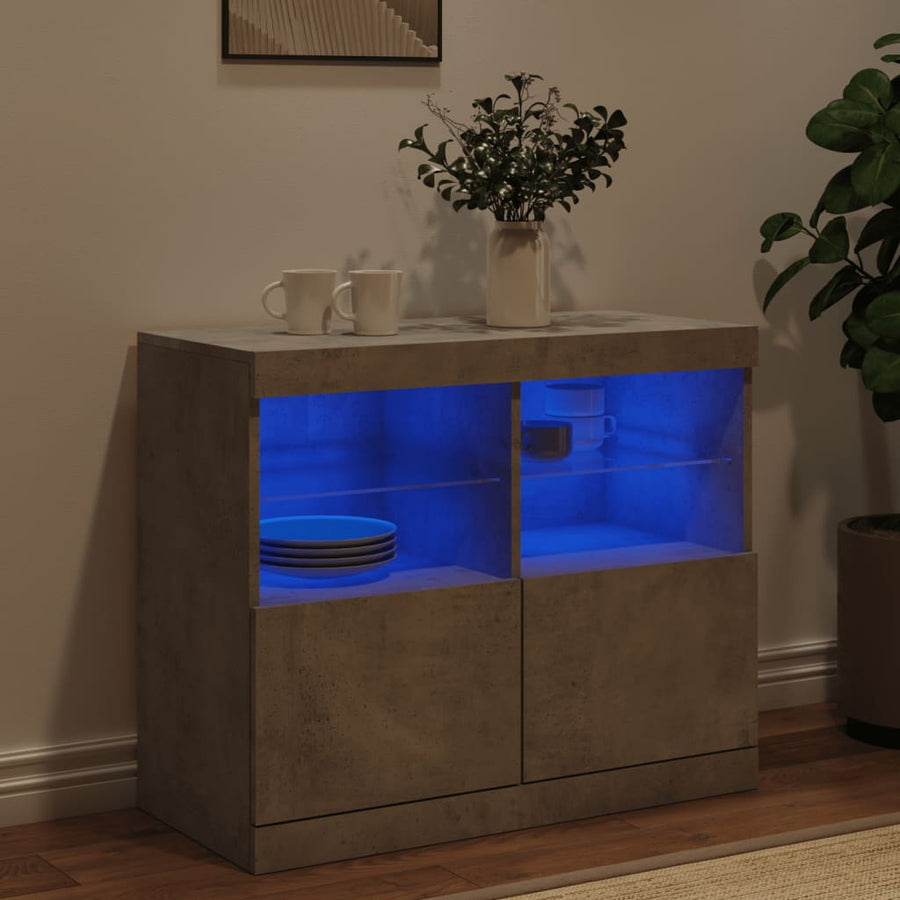 Dressoir Met Led-Verlichting 8X37X67 Cm Betongrijs