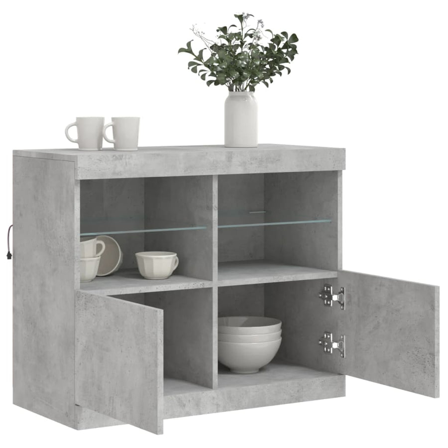 Dressoir Met Led-Verlichting 8X37X67 Cm Betongrijs
