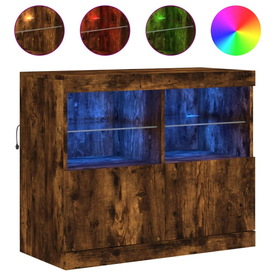 Dressoir Met Led-Verlichting 8X37X67 Cm Kleurig Gerookt eiken