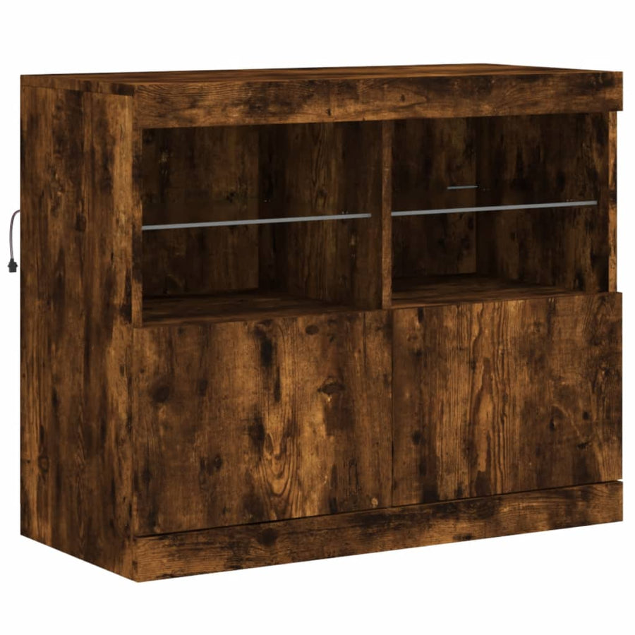 Dressoir Met Led-Verlichting 8X37X67 Cm Kleurig Gerookt eiken