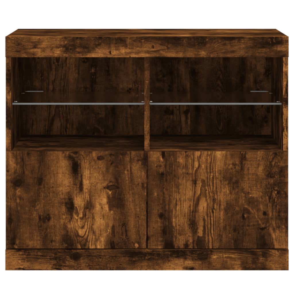 Dressoir Met Led-Verlichting 8X37X67 Cm Kleurig Gerookt eiken