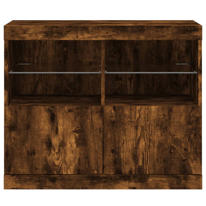 Dressoir Met Led-Verlichting 8X37X67 Cm Kleurig Gerookt eiken
