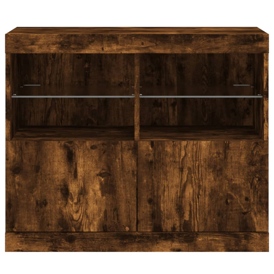 Dressoir Met Led-Verlichting 8X37X67 Cm Kleurig Gerookt eiken