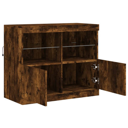 Dressoir Met Led-Verlichting 8X37X67 Cm Kleurig Gerookt eiken