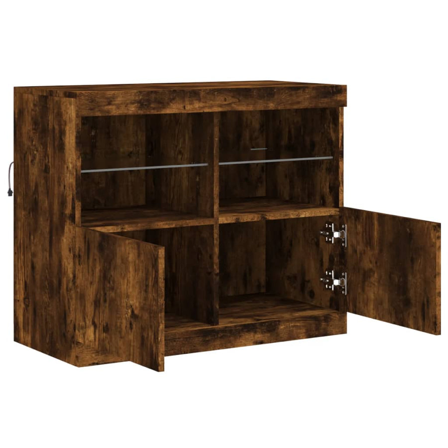 Dressoir Met Led-Verlichting 8X37X67 Cm Kleurig Gerookt eiken