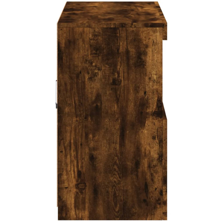 Dressoir Met Led-Verlichting 8X37X67 Cm Kleurig Gerookt eiken