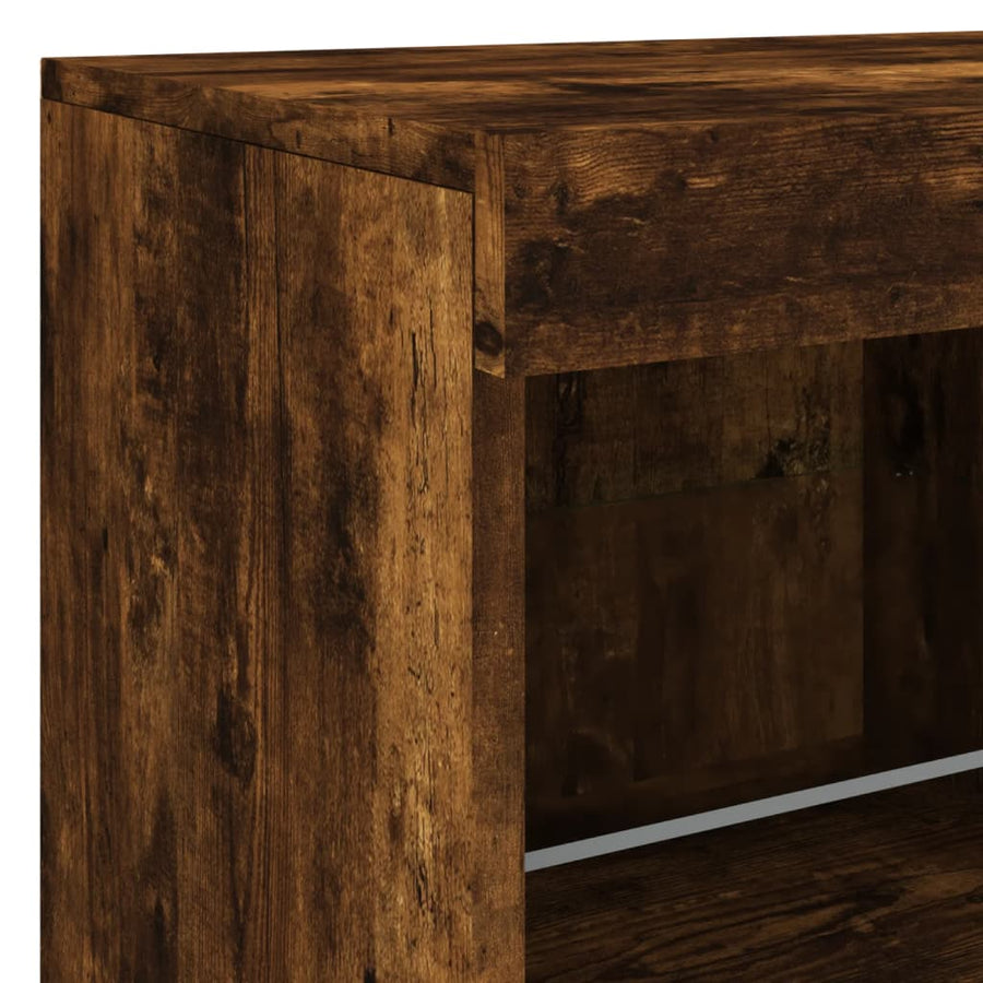 Dressoir Met Led-Verlichting 8X37X67 Cm Kleurig Gerookt eiken