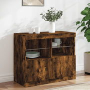 Dressoir 81x37x67 cm gerookt eiken met LED