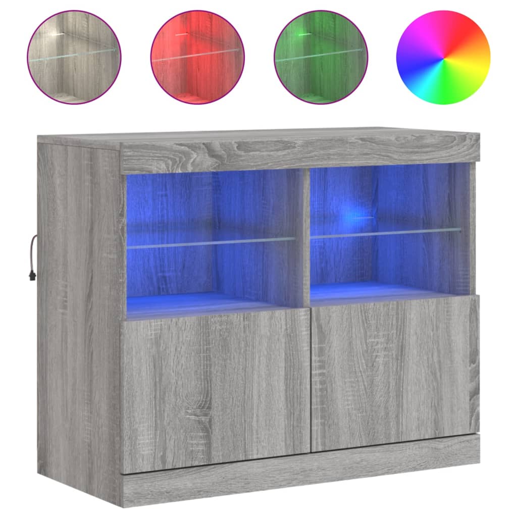 Dressoir Met Led-Verlichting 8X37X67 Cm Eiken Grijs sonoma