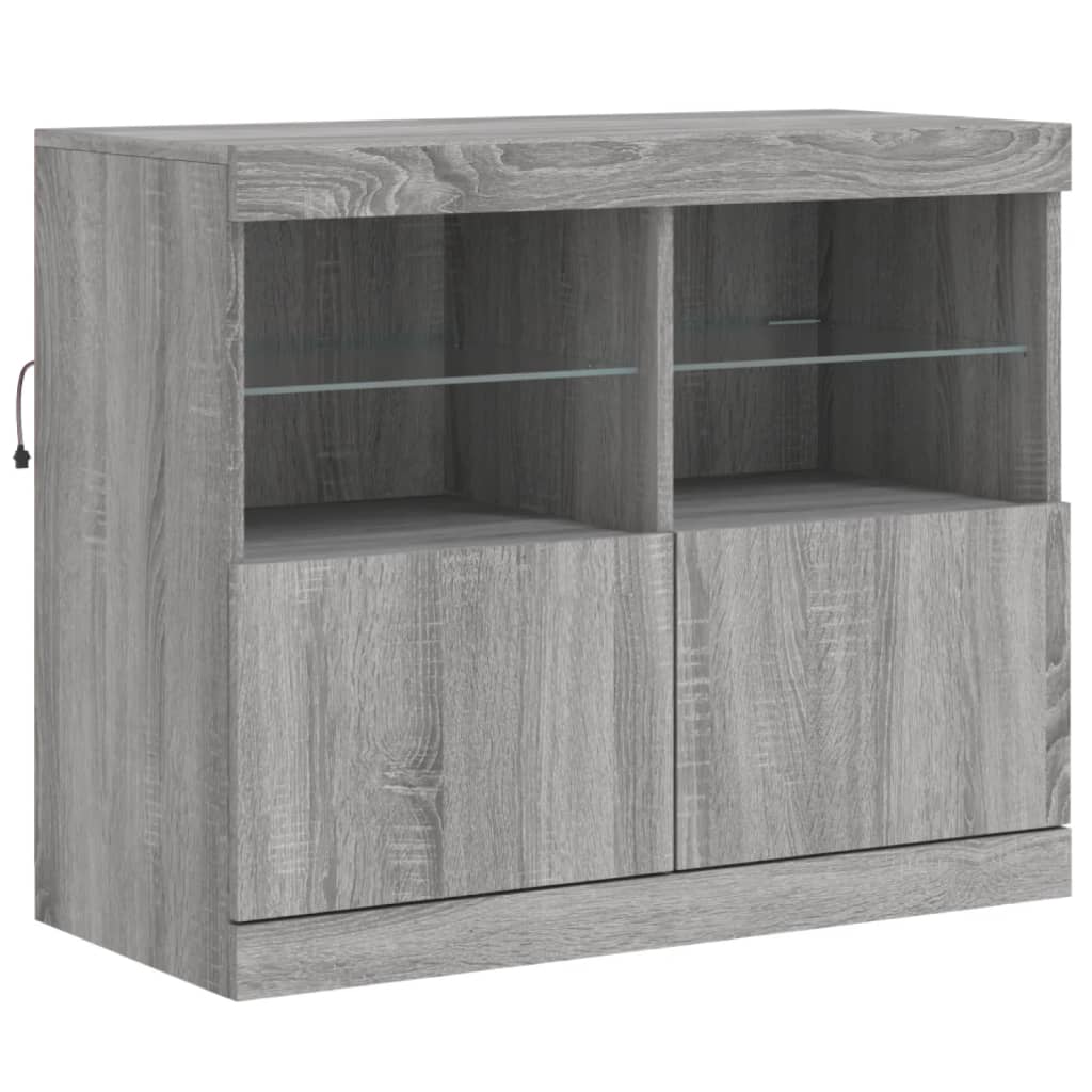 Dressoir Met Led-Verlichting 8X37X67 Cm Eiken Grijs sonoma