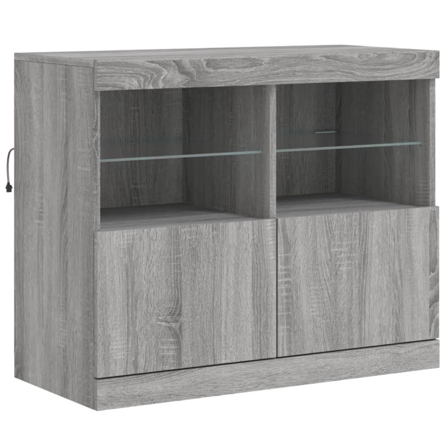 Dressoir Met Led-Verlichting 8X37X67 Cm Eiken Grijs sonoma