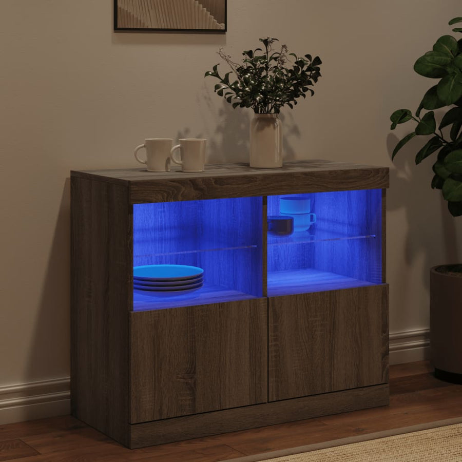 Dressoir Met Led-Verlichting 8X37X67 Cm Eiken Grijs sonoma
